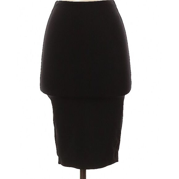 LF BLACK skirt Knit Stretch Pull On midi s… - Picture 1 of 6